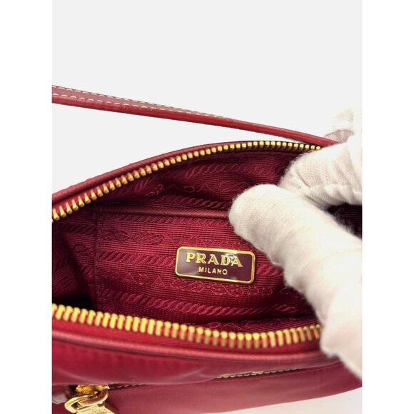 Prada Tessuto Nylon Small Shoulder Bag Rosso Red - Picture 8 of 10